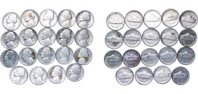United States Federal republic 1943-1945 5 Cents "Jefferson Wartime Nickel" (1st portrait) Lots 19 Silver (.350) VF KM 192a Schön 196a