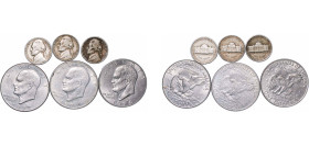 United States Federal republic 1956-1977 Coinage (6 Lots) Silver VF