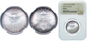 Vatican City City State 1958 500 Lire - Sede Vacante Silver (.835) Rome Mint (100000) 11g NGC MS 65 KM 57