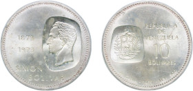 Venezuela Fourth Republic 1973 10 Bolívares (Bolivar coins) Silver (.900) Ottawa Mint (2000000) 30.48g UNC Y 45 NCV mv10bs-ba