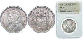 Zimbabwe Southern Rhodesia British colony 1936 ½ Crown - George V Silver (.925) Royal Mint (Tower Hill) (518000) 14.14g NGC AU 58 KM 5 Schön 7