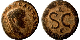 Elagabalus. (218-222 AD). Æ Bronze. Syria. Antioch. Obv: bust of Elagabalus right. Rev: delta in wreath. 
18mm 3,70g
Artificial sand patina