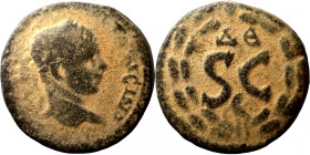 Elagabalus. (218-222 AD). Æ Bronze. Syria. Antioch. Obv: bust of Elagabalus right. Rev: delta in wreath. 
18mm 4,26g
Artificial sand patina