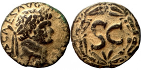 Domitian. (81-96 AD). Æ Bronze. Syria. Antioch. Obv: laureate bust of Domitian left. Rev: SC in laurel-wreath
24mm 6,38g
Artificial sand patina