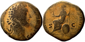 Roman 177-192AD Commodus AE sestertius
28mm 19,59g
Artificial sand patina