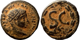 Elagabalus. (218-222 AD). Æ Bronze. Syria. Antioch. Obv: bust of Elagabalus right. Rev: delta in wreath. 
21mm 4,54g
Artificial sand patina