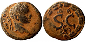 Elagabalus. (218-222 AD). Æ Bronze. Syria. Antioch. Obv: bust of Elagabalus right. Rev: delta in wreath. 
18mm 4,74g
Artificial sand patina