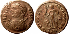 Licinius I. AD 308-324. Æ Follis. Cyzicus mint, 6th officina. Struck AD 317-320. IMP LICI-NIVS AVG, laureate bust left wearing imperial mantle, holdin...