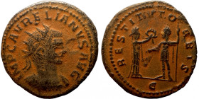 Aurelian, 270-275. Antoninianus, IMP AVRELIANVS AVG Radiate and cuirassed bust of Aurelian to right. Rev. RESTITVTOR ORBIS / A / XXI Victory standing ...