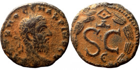 Macrinus, 217-218. Laureate, draped and cuirassed bust of Macrinus to right. Rev. S C within wreath with star at top;
18mm 4,00g
Artificial sand pat...