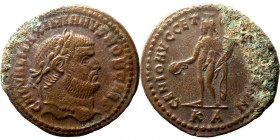 Maximianus Herculius AD 286-305. Cyzicus IMP C M A MAXIMIANVS P F AVG, laureate head right / GENIO POPVLI ROMANI, Genius standing to left, modius on h...
