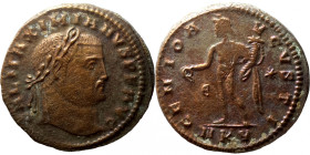 Galerius Maximian - Genius Follis 308-311 AD Nicomedia mint. Obv: IMP C GAL VAL MAXIMIANVS P F AVG legend with laureate bust right. Rev: GENIO AVGVSTI...