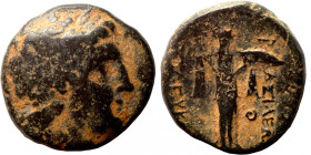 SELEUKID KINGS of SYRIA. Seleukos I Nikator, 312-281 BC. Ae (bronze, 7.81 g, 20 mm), Antioch on the Orontes. Laureate head of Apollo right. Rev. BAΣΙΛ...