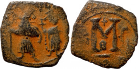 Byzantine coin

Heraclius, with Heraclius Constantine, 610-641. Follis (bronze, 2.61 g, 20 mm), Arab Byzantine war issue. Military mint in Palestine...