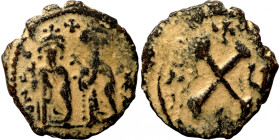 Byzantine coin
16mm 1,88g
Artificial sand patina