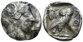 Athens. (454-404 BC). AR Tetradrachm. Attika. Obv: head of Athena Parthenos. Rev: owl right, olive branch and crescent. Weight 13,80 gr - Diameter 24 ...