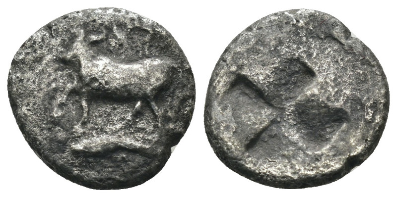 Bithynia. Kalchedon. (367-340 BC) AR Drachm. Obv: KAΛΧ. bull standing left on gr...