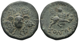 Cilicia. Soloi-Pompeiopolis. (2nd-1st Century BC). Æ Bronze. Obv: Gorgoneion at center of Aegis. Rev: Aphrodite riding bull right. Weight 8,95 gr - Di...
