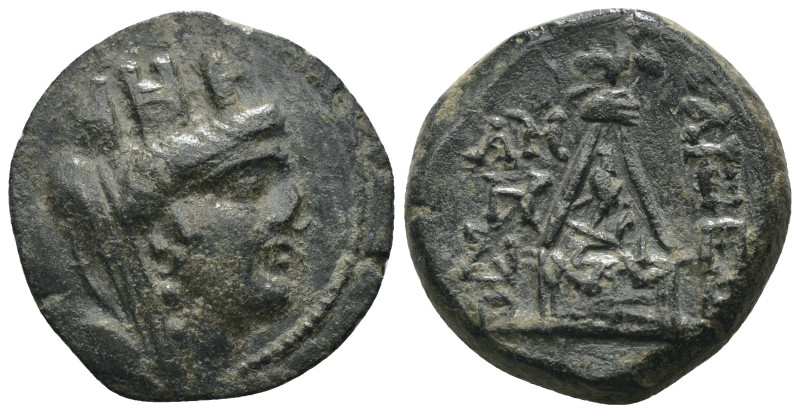 Cilicia. Tarsos. (164-27 BC) Æ Bronze. Obv: head of Tyche right. Rev: pyramidal ...