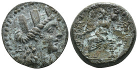 Cilicia. Tarsos. (164-27 BC). Æ Bronze. Obv: bust of Tyche right. Rev: Zeus seated left. Weight 6,13 gr - Diameter 18 mm