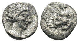 Cilicia. Tarsos. (389-375 BC) AR Obol. Obv: male head right. Rev: female kneeling left. Weight 0,46 gr - Diameter 8 mm