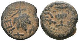 Judea. 1. revolt. (67-68 AD). Æ Prutah. Obv: amphora. Rev: vine leaf. artificial sandpatina. Weight 2,62 gr - Diameter 14 mm