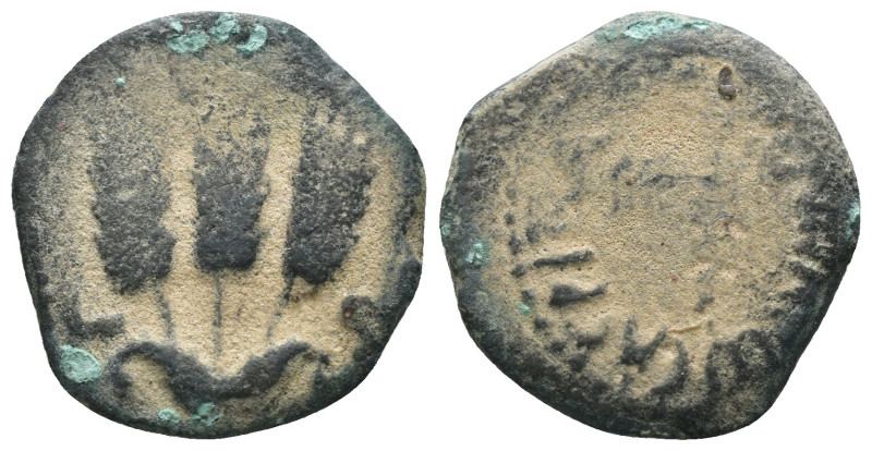 Judea. Agrippa I. (41-42 AD). Æ Prutah. Jerusalem. artificial sandpatina. Weight...