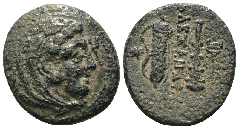 Macedonia. Alexander the Great. (336-323 BC) Æ Bronze. Obv: head of Alexander th...
