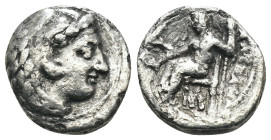 Macedonia. Alexander the Great. (336-323 BC) AR Drachm. Obv: head of Alexander the great right. Rev: sitting Zeus holding eagle and scepter. Weight 1,...