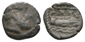 Phoenicia. Arados. Uncertain king. (circa 4th century BC) AR Obol. Obv: laureate head of Ba'al-Arwad to right. Rev: Galley to right, above waves. Weig...