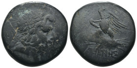 Pontos. Amisos. (120-63 BC) Æ Bronze. Obv: laureate head of Zeus right. Rev: eagle standing left on thunderbolt. Weight 18,84 gr - Diameter 24 mm