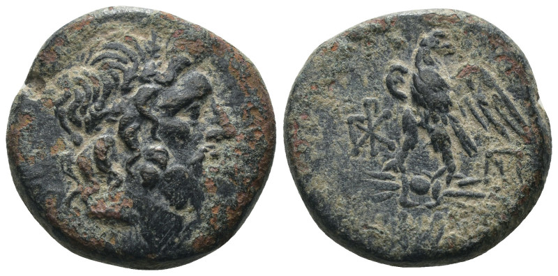 Pontos. Amisos. (120-63 BC) Æ Bronze. Obv: laureate head of Zeus right. Rev: eag...