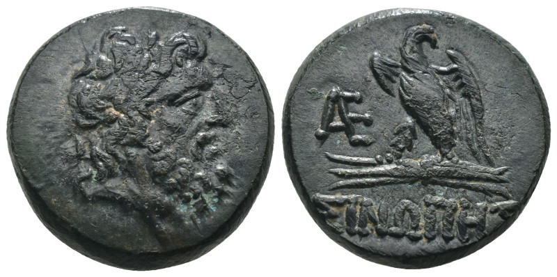 Pontos. Amisos. (120-63 BC) Æ Bronze. Obv: laureate head of Zeus right. Rev: eag...