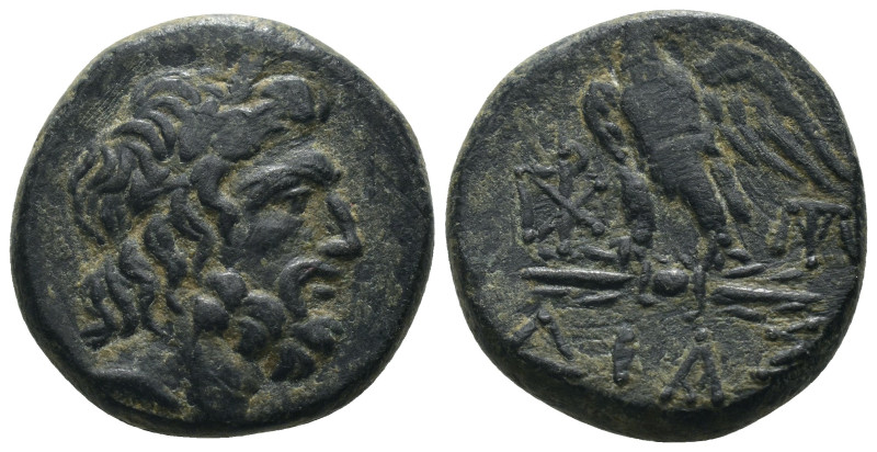 Pontos. Amisos. (120-63 BC) Æ Bronze. Obv: laureate head of Zeus right. Rev: eag...
