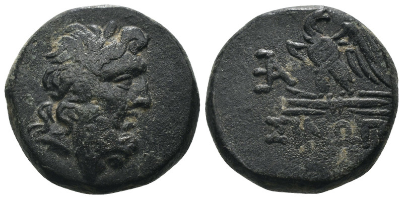 Pontos. Amisos. (120-63 BC) Æ Bronze. Obv: laureate head of Zeus right. Rev: eag...