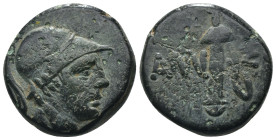 Pontos. Amisos. (85-65 BC) Æ Bronze. Obv: head of Ares with corinthian helmet left. Rev: sword in scabbarb. Weight 7,13 gr - Diameter 18 mm
