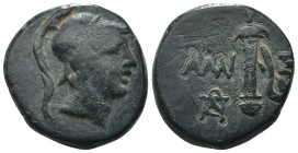 Pontos. Amisos. (85-65 BC) Æ Bronze. Obv: head of Ares with corinthian helmet left. Rev: sword in scabbarb. Weight 8,05 gr - Diameter 19 mm