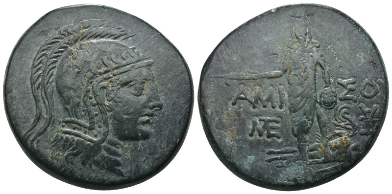 Pontos. Amisos. Mithradates VI. Eupator. (100-85 BC) Æ Bronze. Obv: head of Athe...