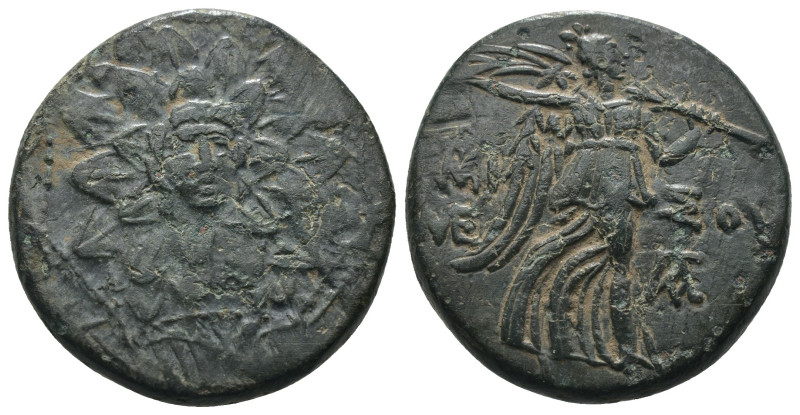 Pontos. Amisos. Mithradates VI. Eupator. (85-65 BC) Æ Bronze. Obv: Aegis facing....