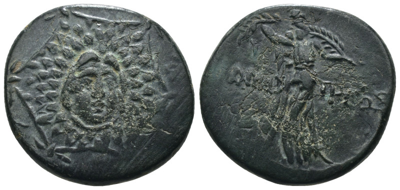 Pontos. Amisos. Mithradates VI. Eupator. (85-65 BC) Æ Bronze. Obv: Aegis facing....