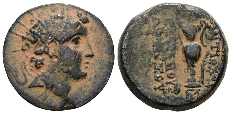 Antiochos VI Dionysos Æ.Uncertain mint, perhaps Chalkis by Belos. Struck early 1...