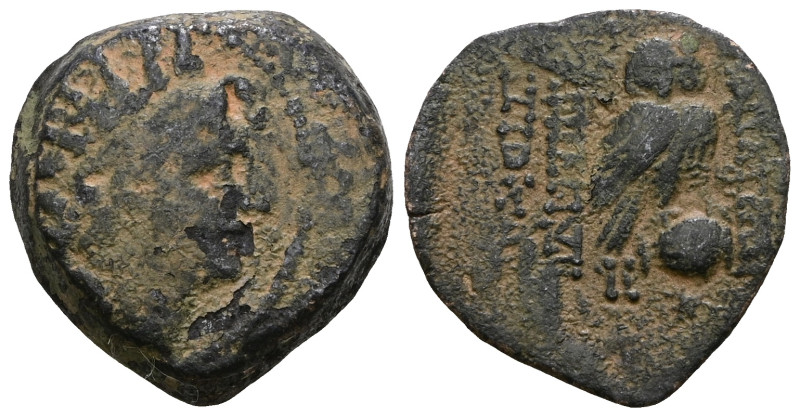 Seleukid Kingdom. Kleopatra Thea and Antiochos VIII. AE. . Artificial sandpatina...