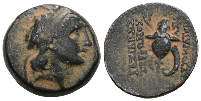 Seleukid Kingdom. Tryphon. AE 18. 142-138 BC. Antioch.. Artificial sandpatina. W...