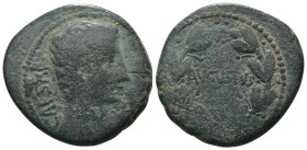 Augustus. (27 BC - 14 AD). Æ Bronze. Syria. Antioch. Obv: laureate bust of Augustus right. Rev: "AVGVSTVS" in wreath. Weight 10,25 gr - Diameter 24 mm...