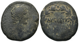 Augustus. (27 BC - 14 AD). Æ Bronze. Syria. Antioch. Obv: laureate bust of Augustus right. Rev: "AVGVSTVS" in wreath. Weight 11,05 gr - Diameter 24 mm...