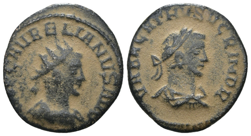 Aurelian and Vabalathus Silvered Æ Antoninianus. Antioch, AD 270-275. artificial...