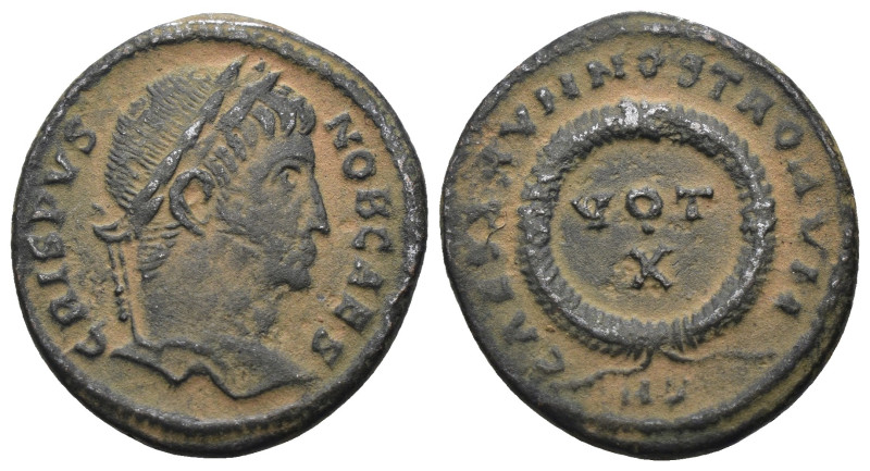 Crispus (Caesar, 316-326). Æ Follis. Aquileia. Artificial sandpatina. Weight 2,8...