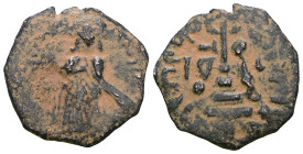 Abd al-Malik ibn Marwan Æ Fals. Arab-Byzantine (Standing Caliph) coinage. Halab (Aleppo) mint. AH 65-86 / AD 685-705. . Artificial sandpatina.. Weight...