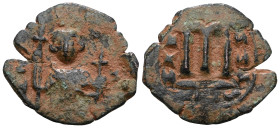 Arab-Byzantine, AE Fals, Emesa Arab-Byzantine. Umayyad Caliphate. . Artificial sandpatina.. Weight 2,49 gr - Diameter 21 mm