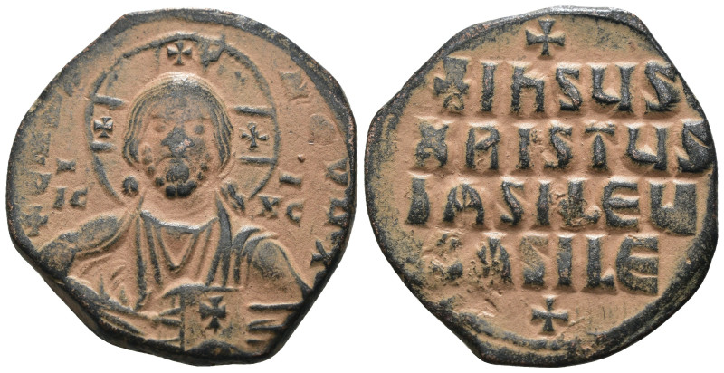 Basil II). AE Follis AD. 976-1025. Constantinople. Artificial sandpatina. Weight...